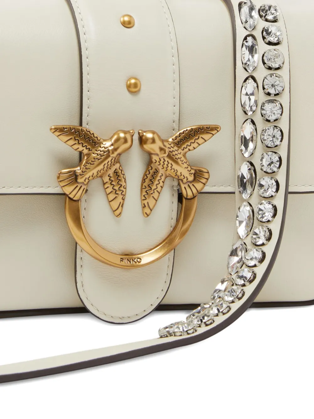 Pinko Mini Love Bag Slouchy Shoulder Bag In Leather With Two Straps In White