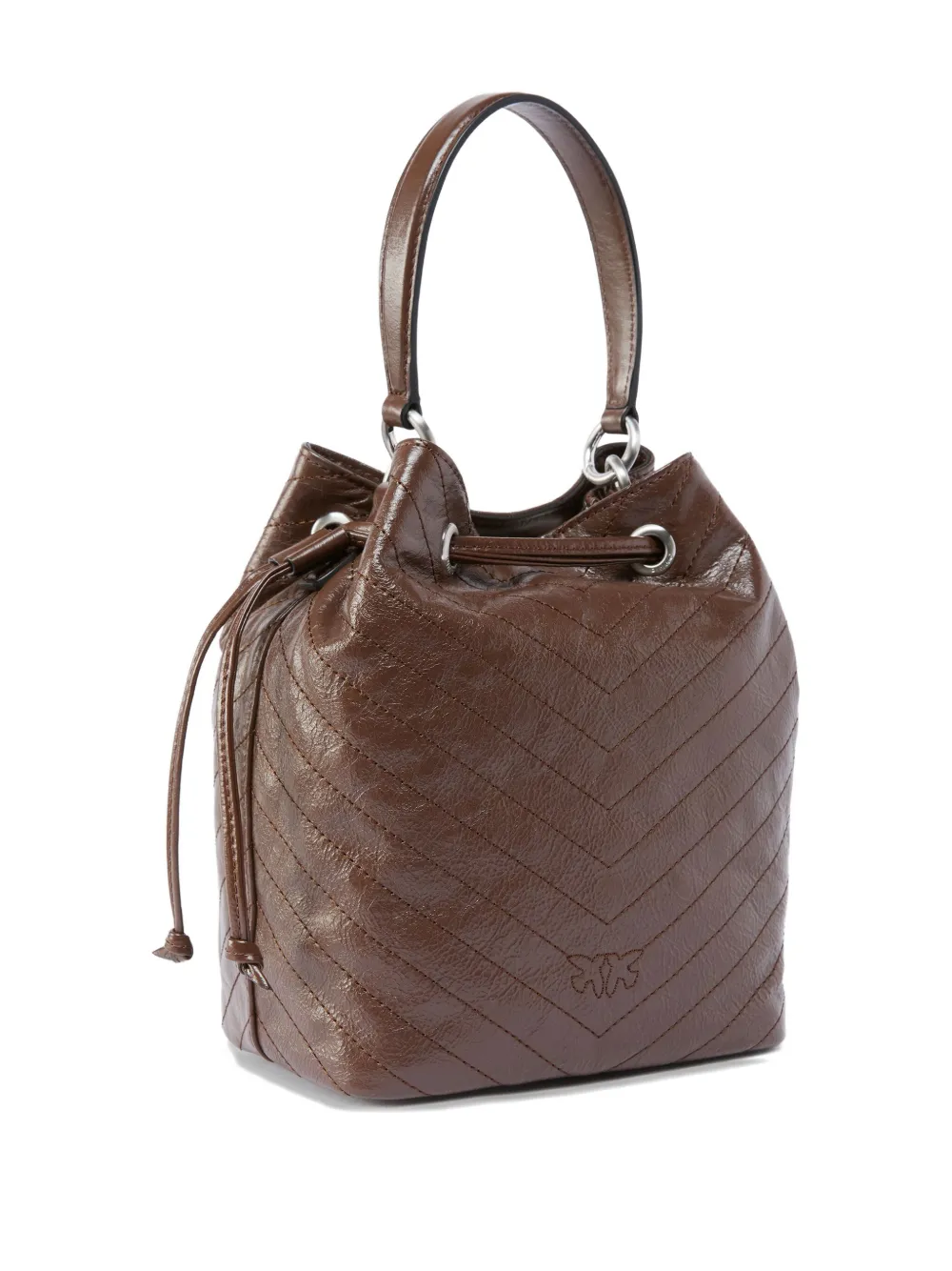 PINKO Kleine Cargo leren bucket-tas Bruin