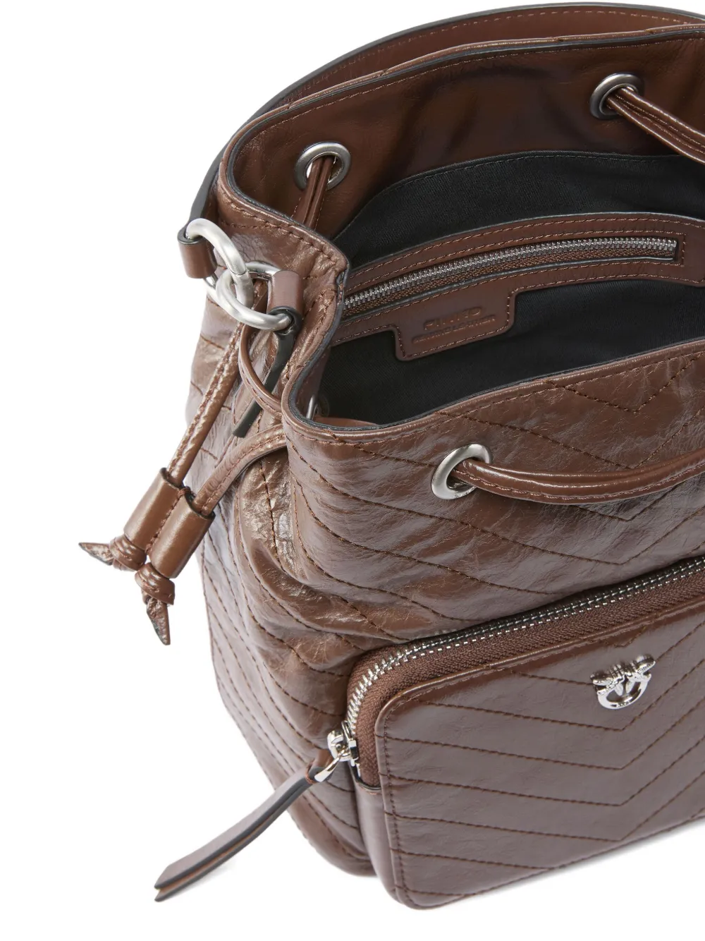 PINKO Kleine Cargo leren bucket-tas Bruin