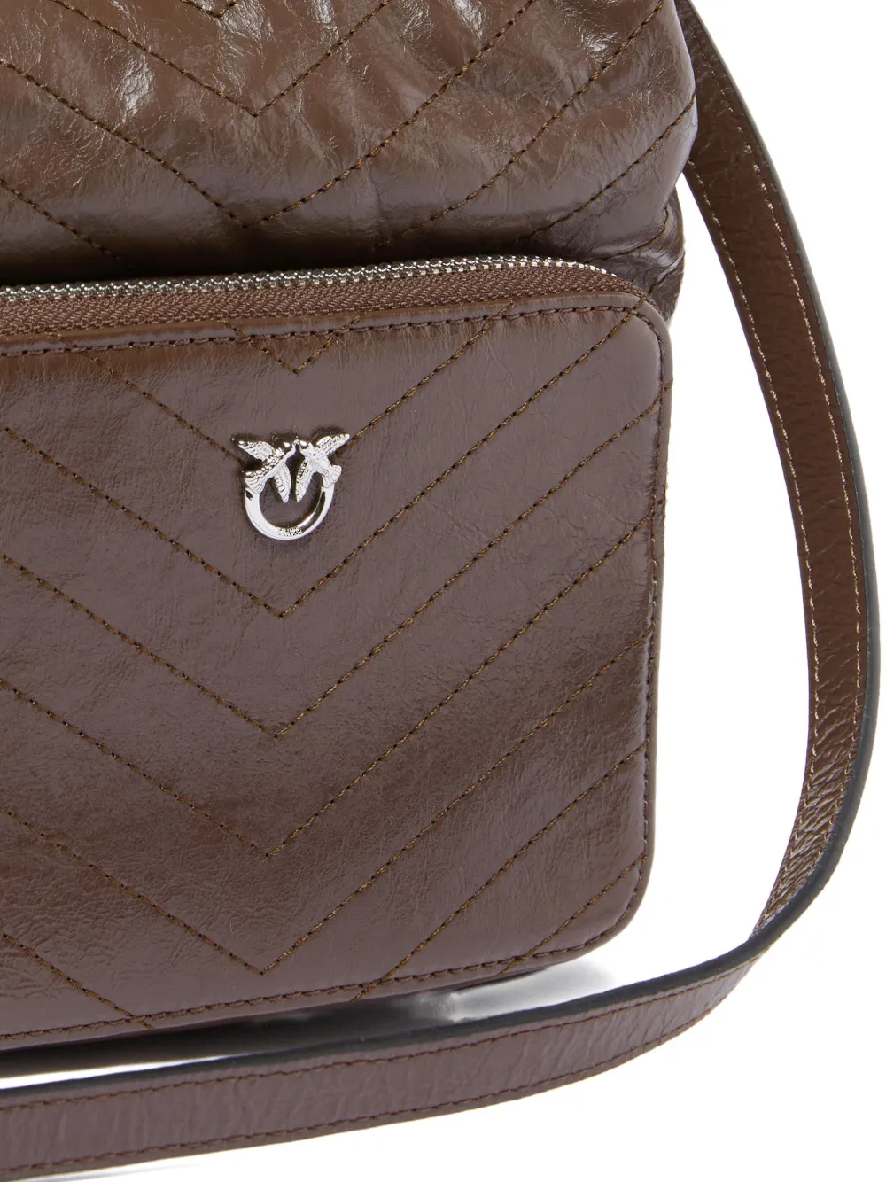 PINKO Kleine Cargo leren bucket-tas Bruin