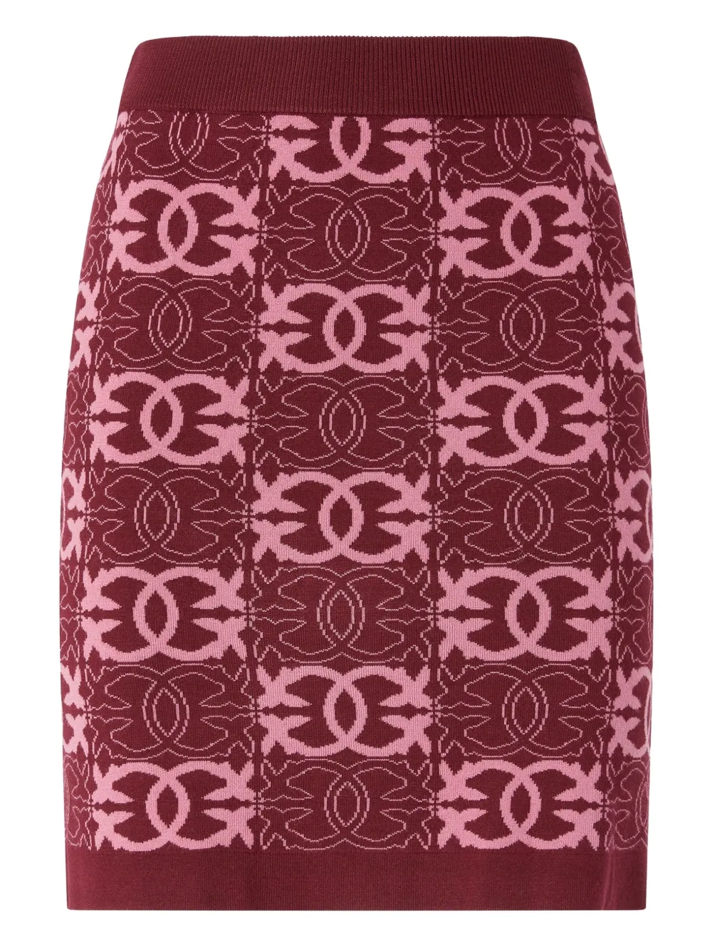 PINKO logo-pattern knit skirt Rood