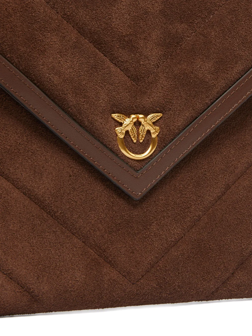 PINKO quilted suede clutch bag Bruin