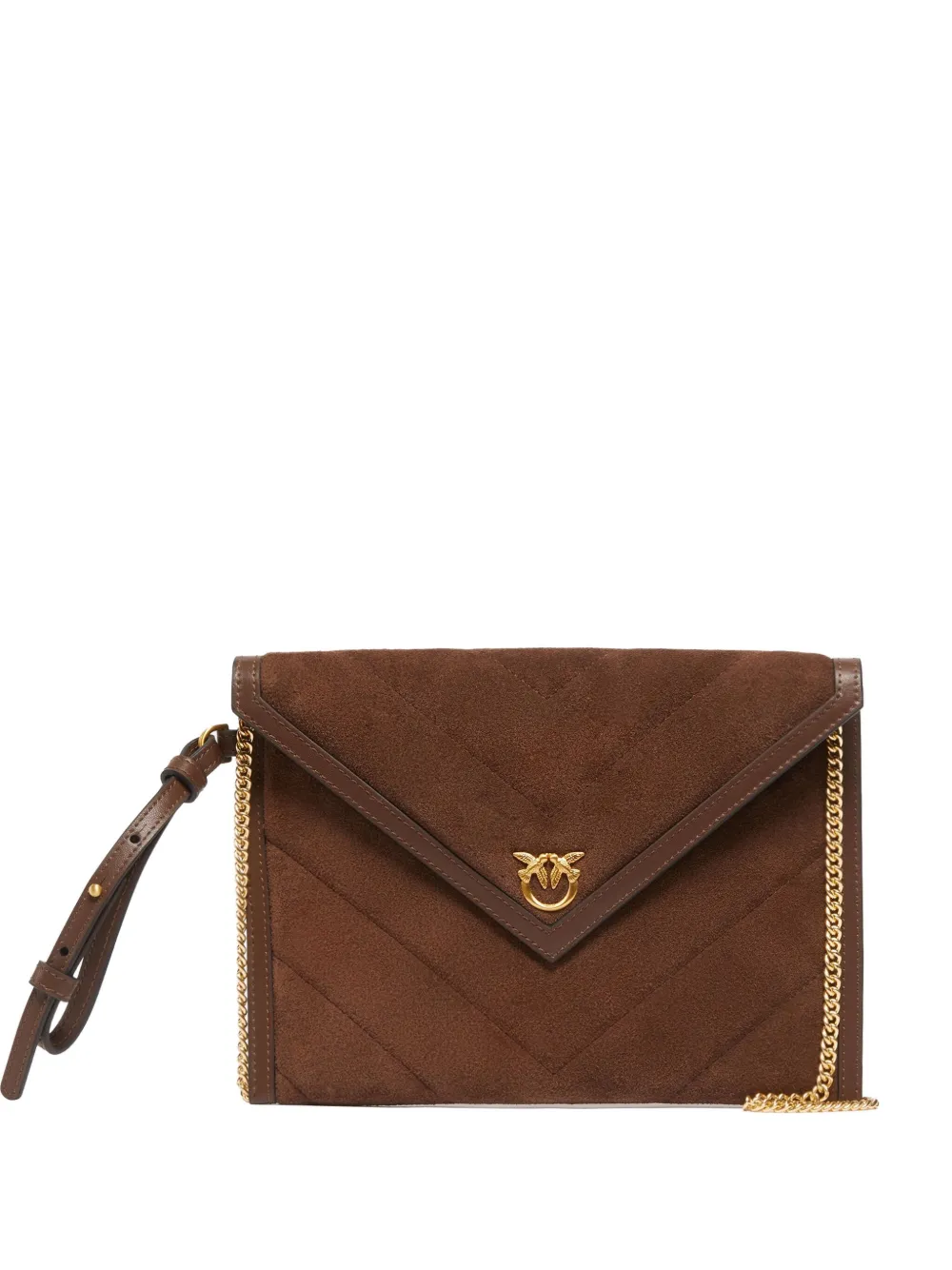PINKO quilted suede clutch bag Bruin