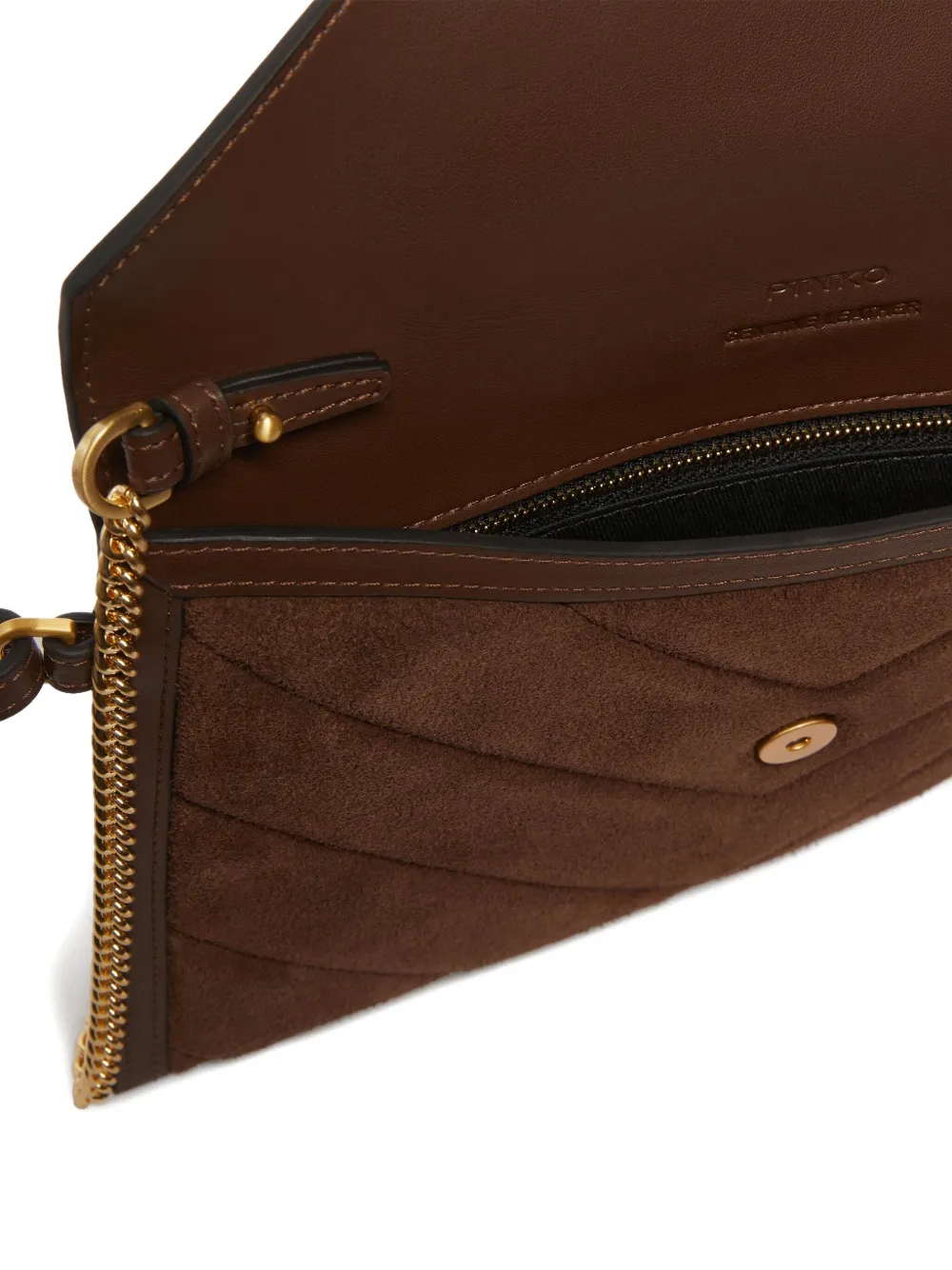 PINKO quilted suede clutch bag Bruin