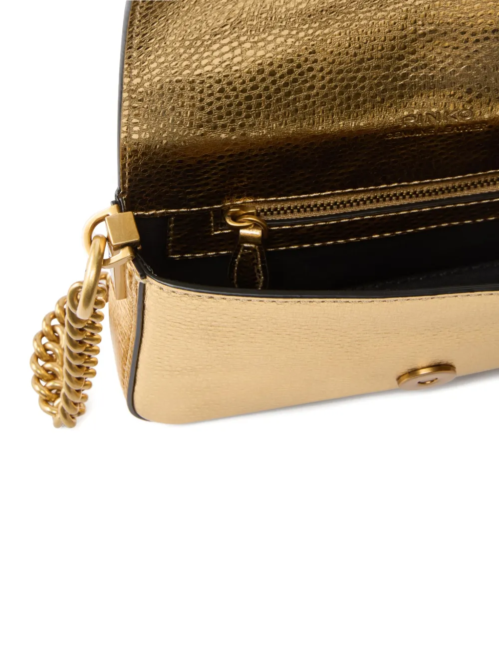 PINKO Leren crossbodytas met metallic afwerking Goud