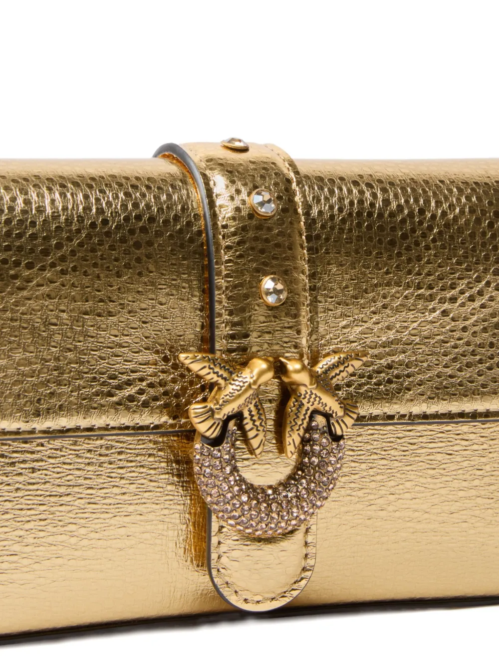 PINKO Leren crossbodytas met metallic afwerking Goud