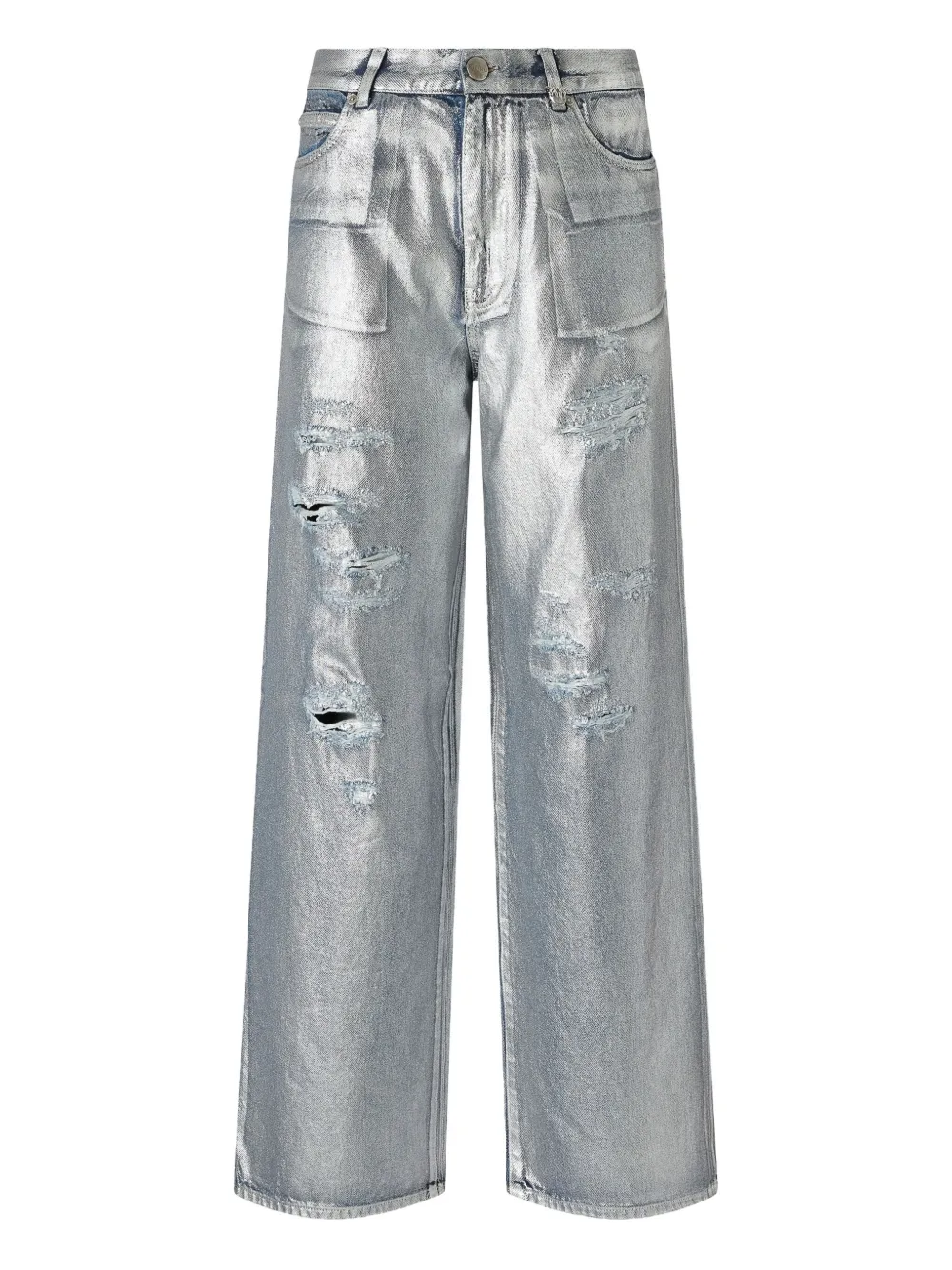 PINKO metallic distressed jeans | Silver | Image 1