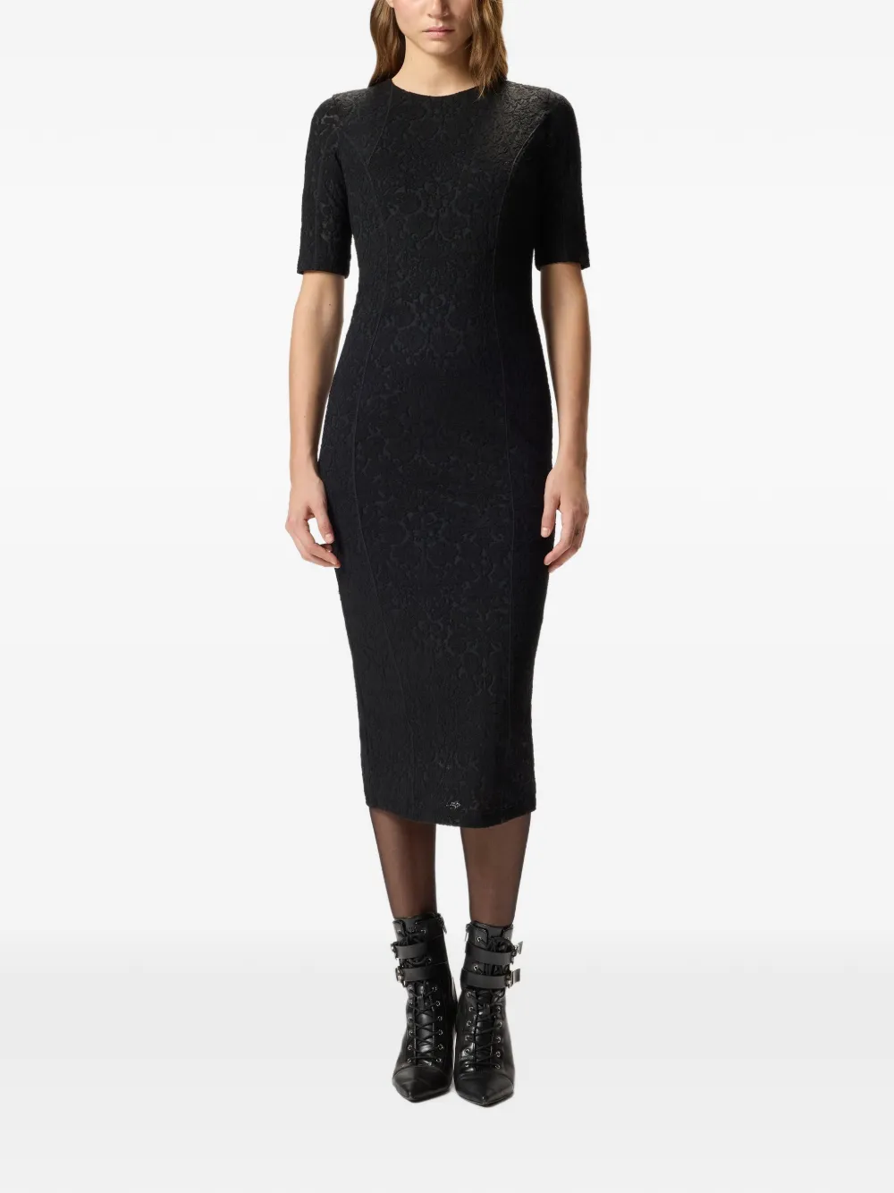 PINKO Arame midi-jurk met ronde hals Zwart