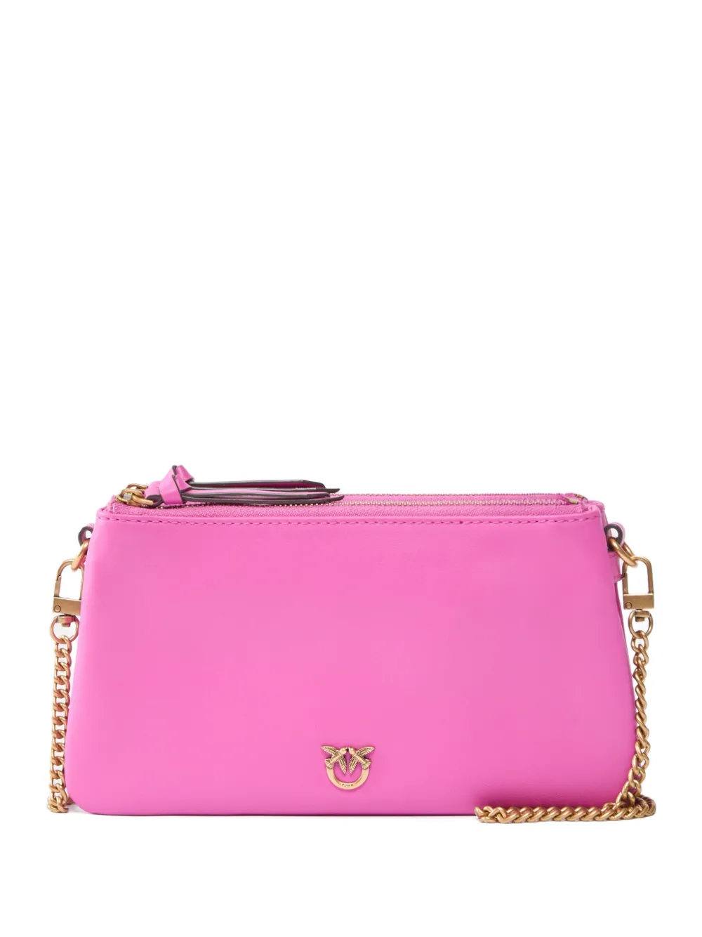leather with love birds logo shoulder bag