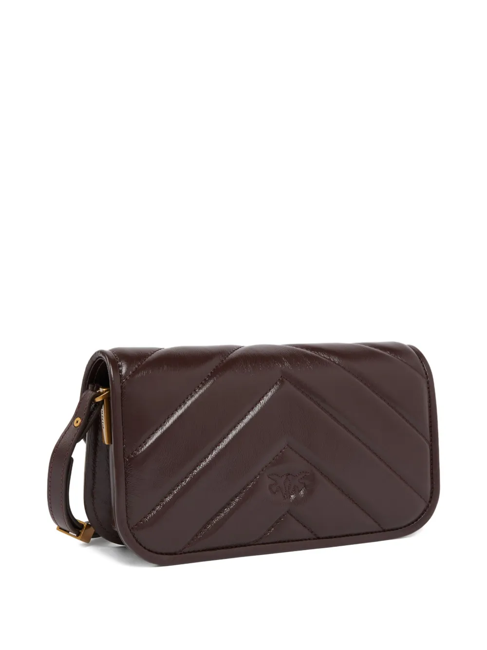 Pinko Quilted Birds-embellished Cross Body Bag In Brown