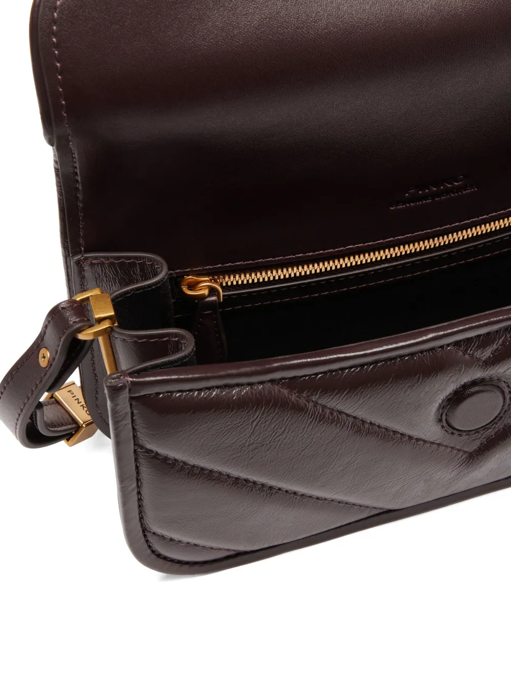 Pinko Quilted Birds-embellished Cross Body Bag In Brown
