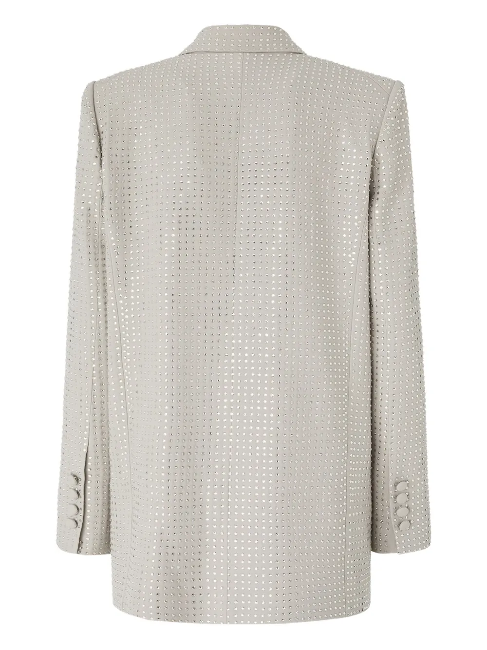 Pinko Double-breasted Rhinestone Jacket In Neutral