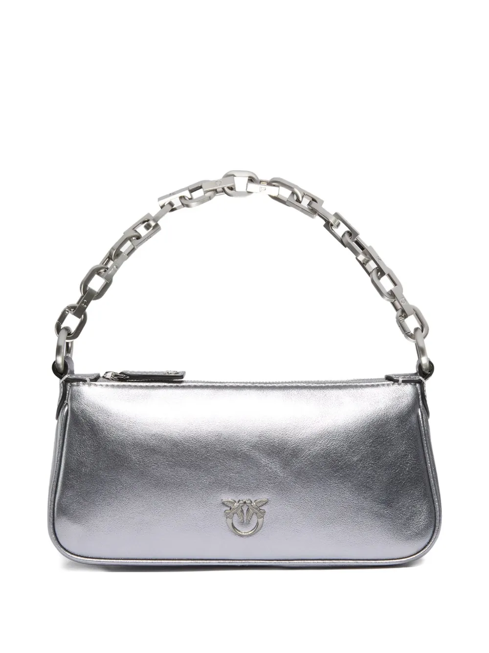 PINKO chain-link metallic leather shoulder bag Zilver