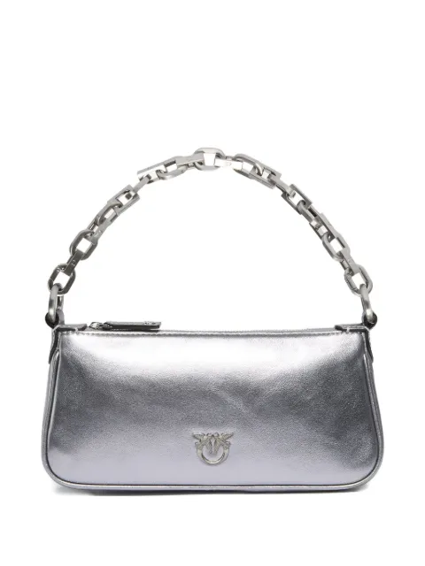 PINKO chain-link metallic leather shoulder bag