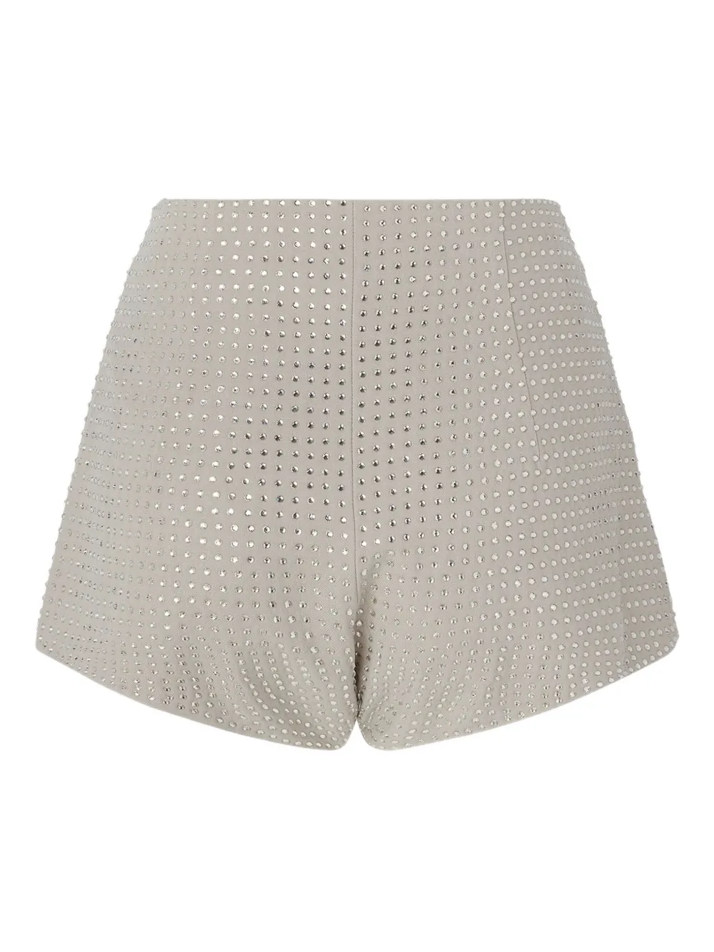 Pinko Fully Rhinestoned High-waist Shorts In Gray