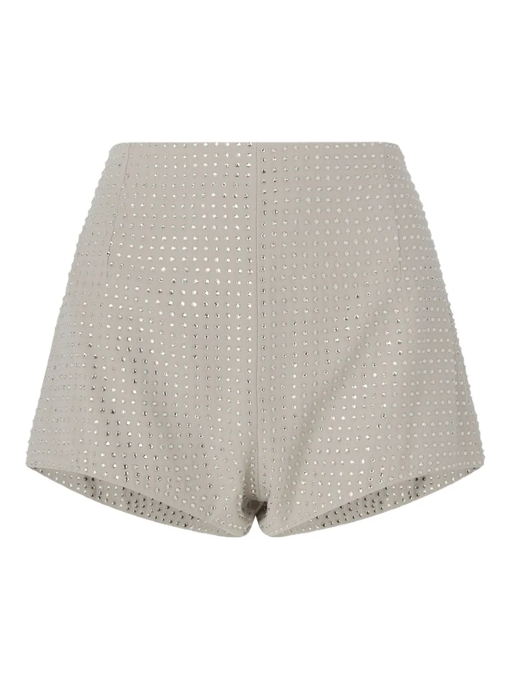 Pinko Fully Rhinestoned High-waist Shorts In Gray