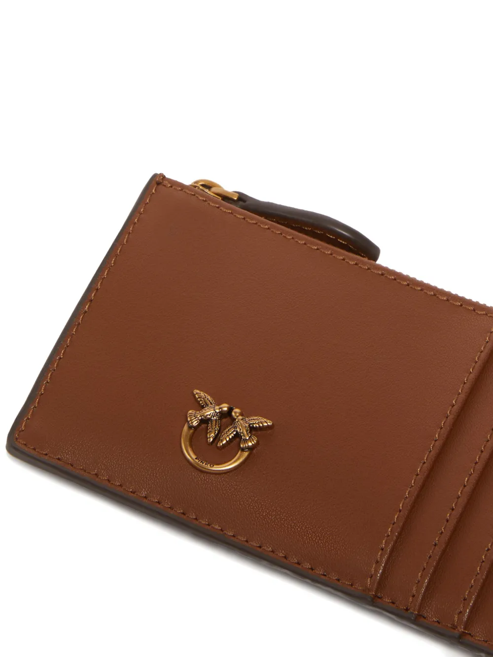 Pinko Quilted Zip Cardholder In Brown