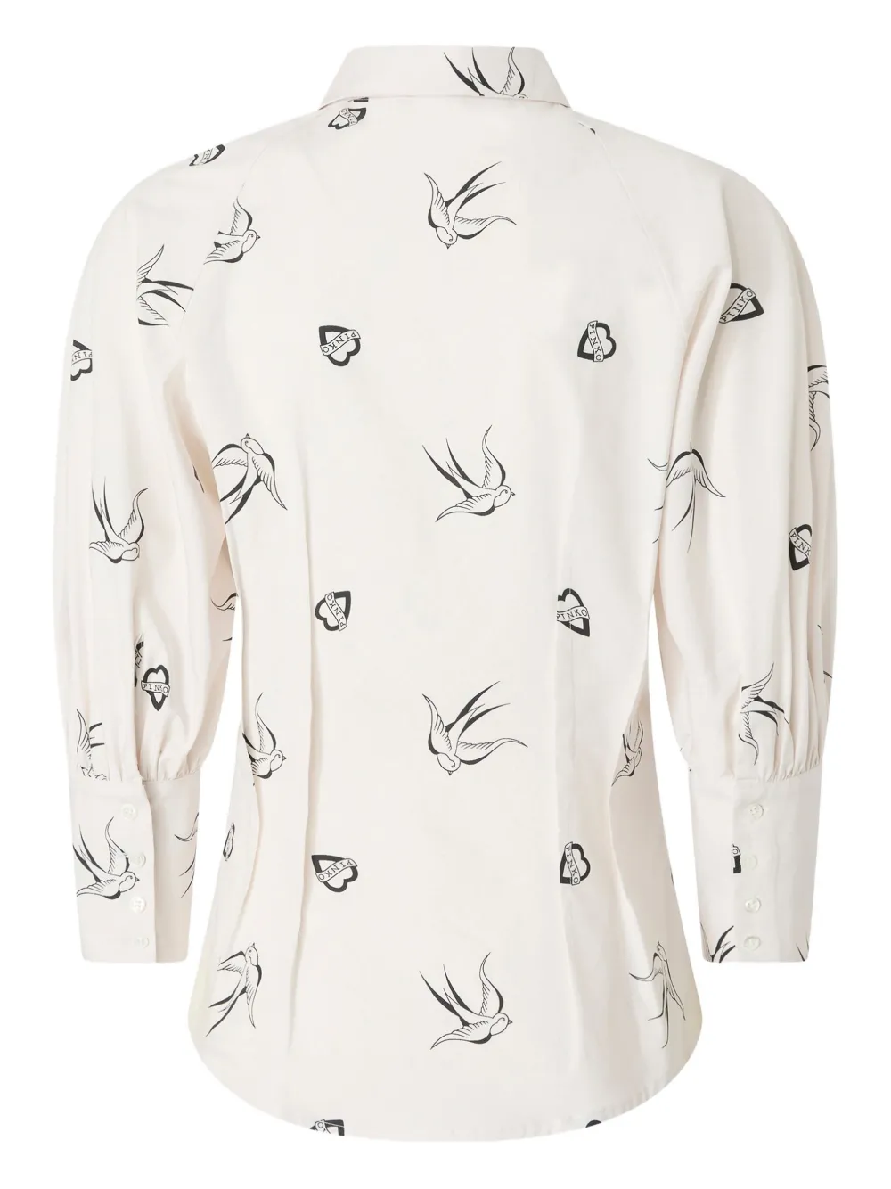 PINKO Blouse met zwaluwprint en pofmouwen - Wit