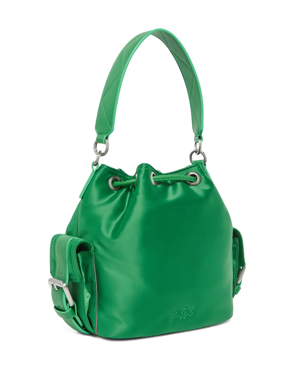 Pinko Small Drawstring Bucket Bag In Green