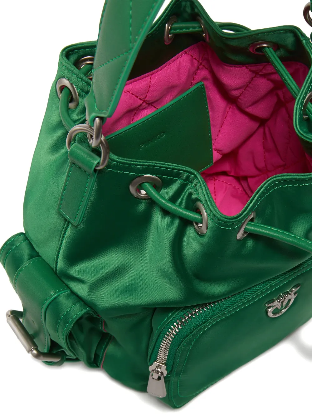 Pinko Small Drawstring Bucket Bag In Green