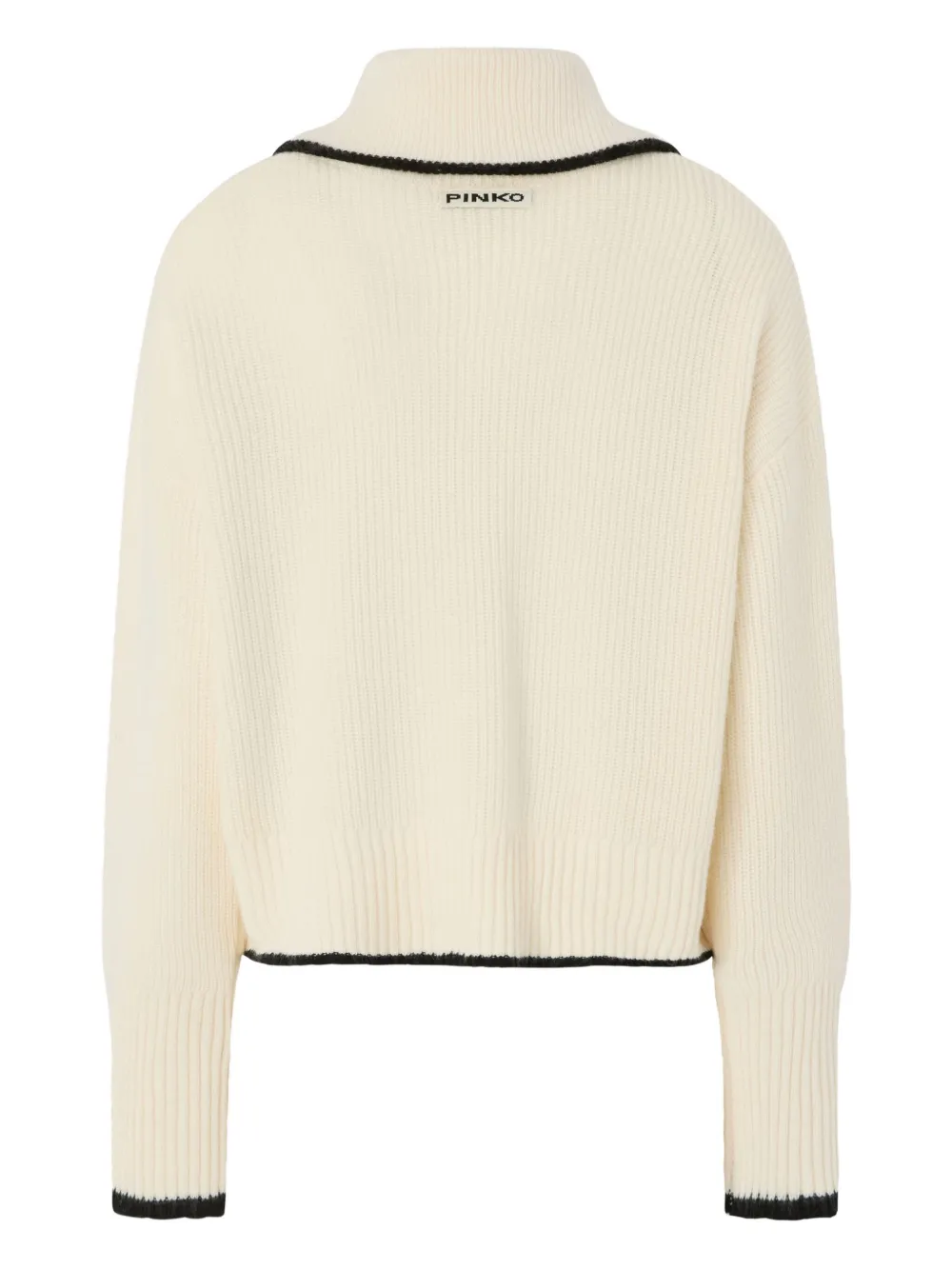 Pinko Wool And Cashmere Sweater With Zip In Neutral