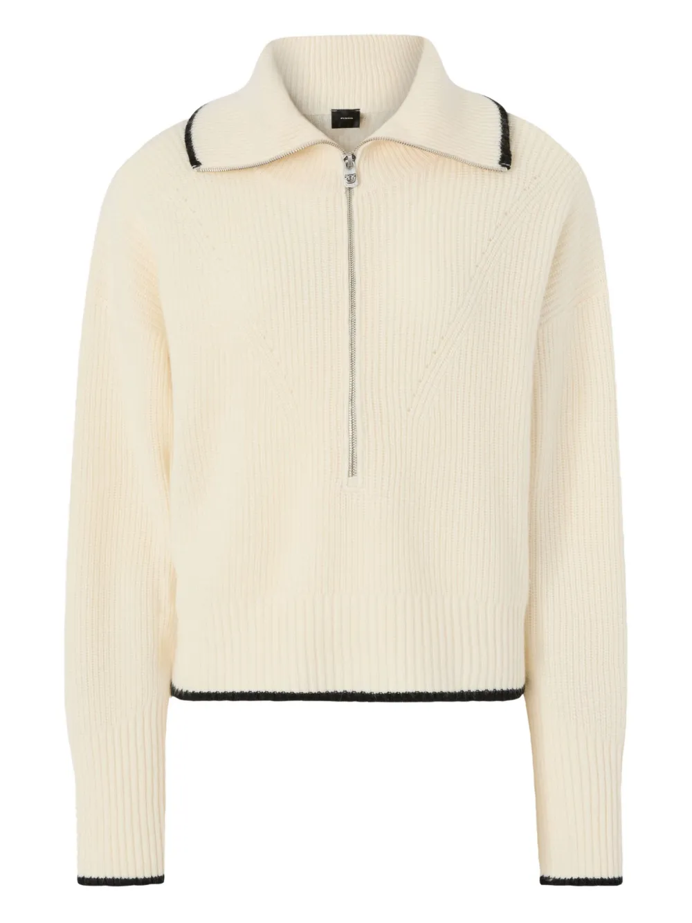 Pinko Wool And Cashmere Sweater With Zip In Neutral