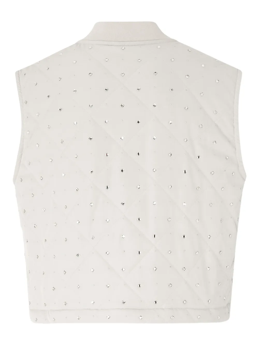 Pinko Cropped Gray Quilted Vest With Structured Silhouette In White