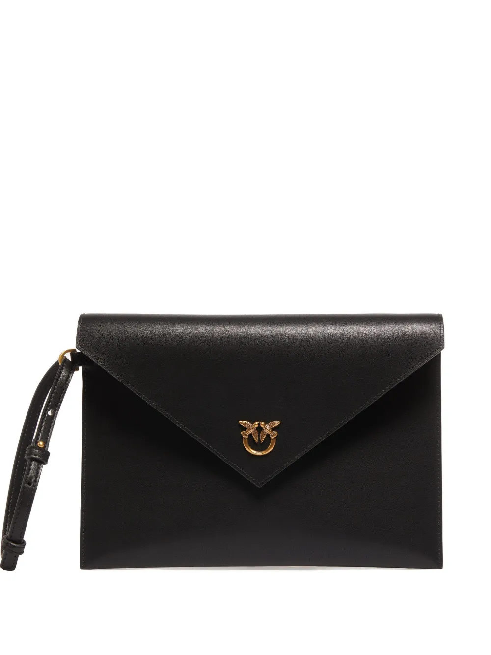 PINKO Love Birds flap clutch bag Zwart