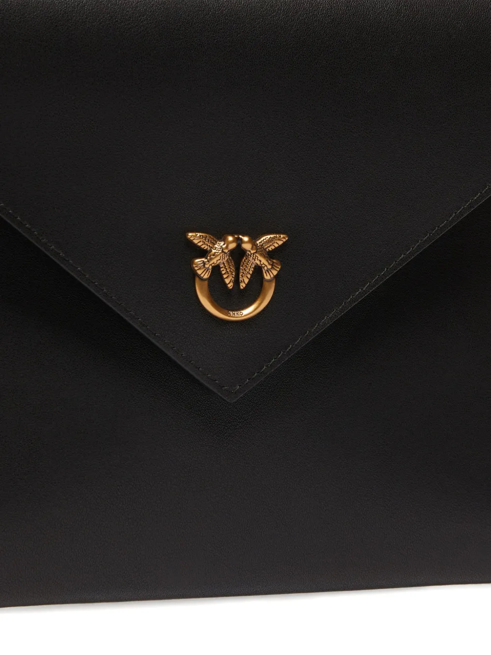 PINKO Love Birds flap clutch bag Zwart