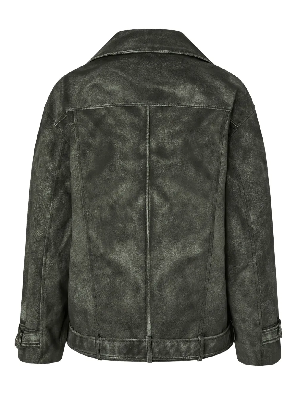 Pinko Belted Biker Jacket In Gray