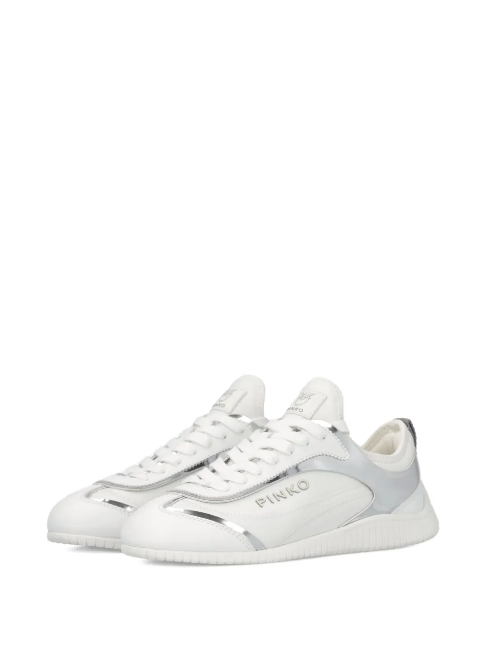 Pinko Sneakers With Mirror-finish Inserts And Love Birds Logo In White