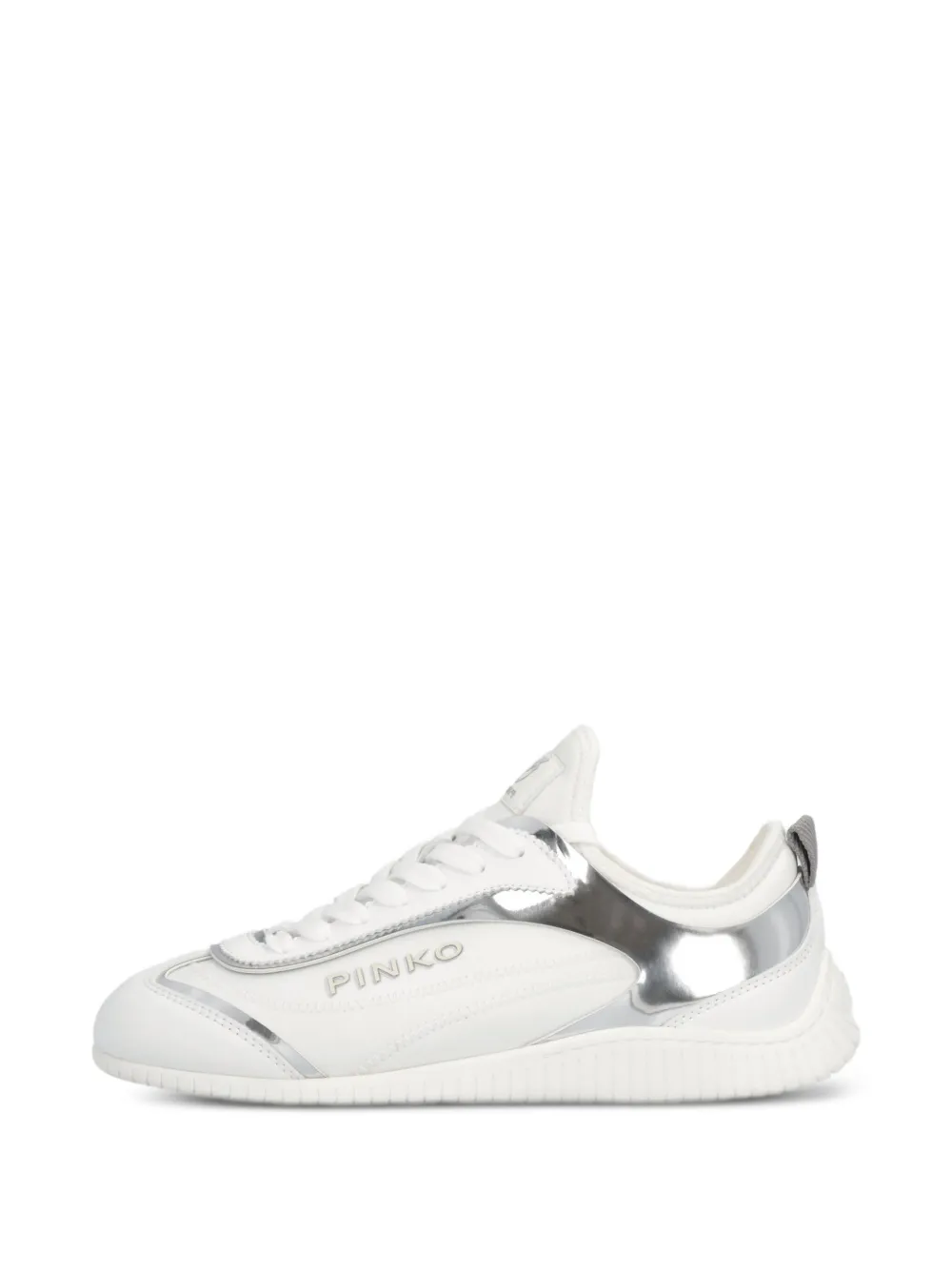 Pinko Sneakers With Mirror-finish Inserts And Love Birds Logo In White