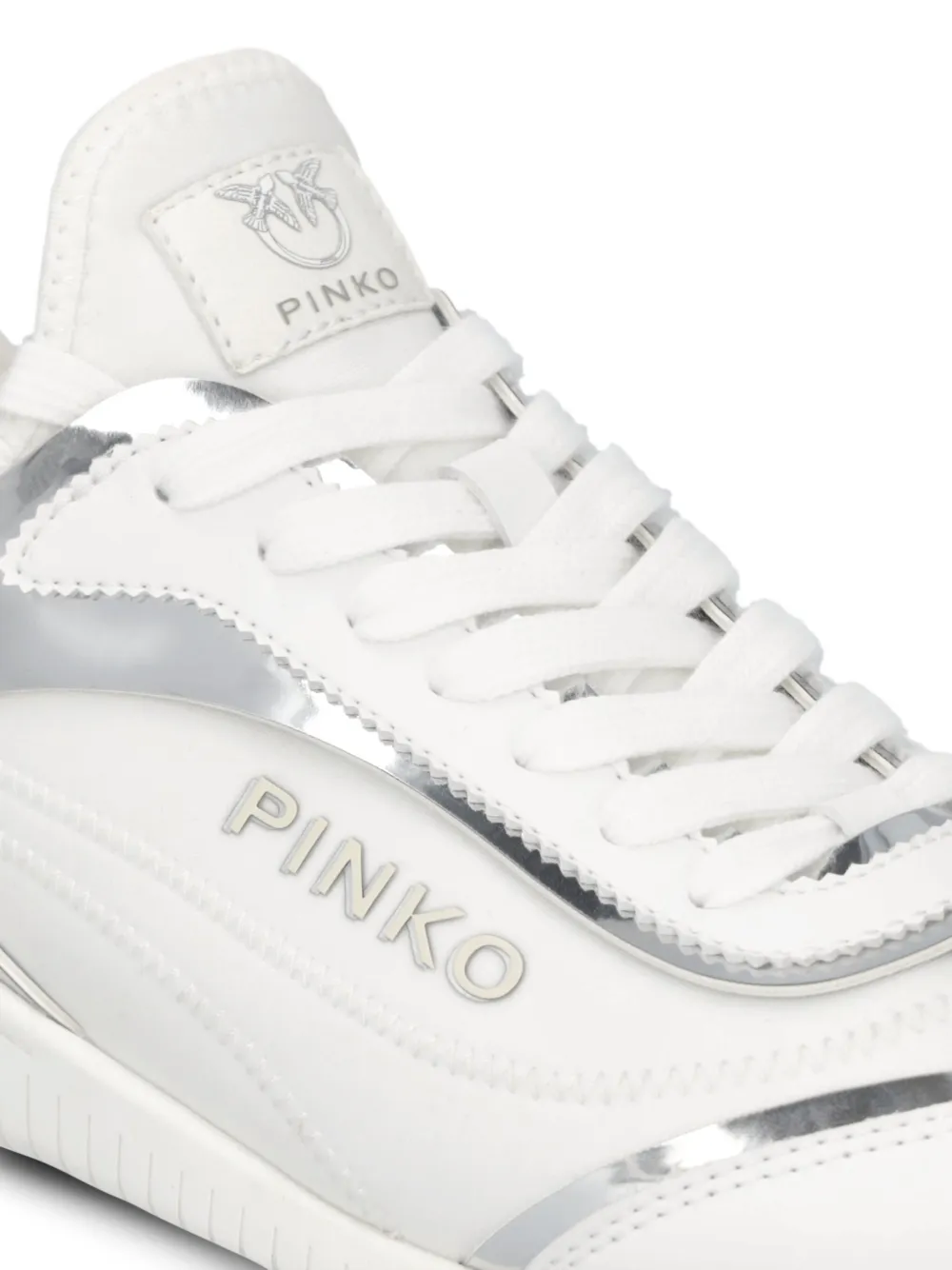 Pinko Sneakers With Mirror-finish Inserts And Love Birds Logo In White