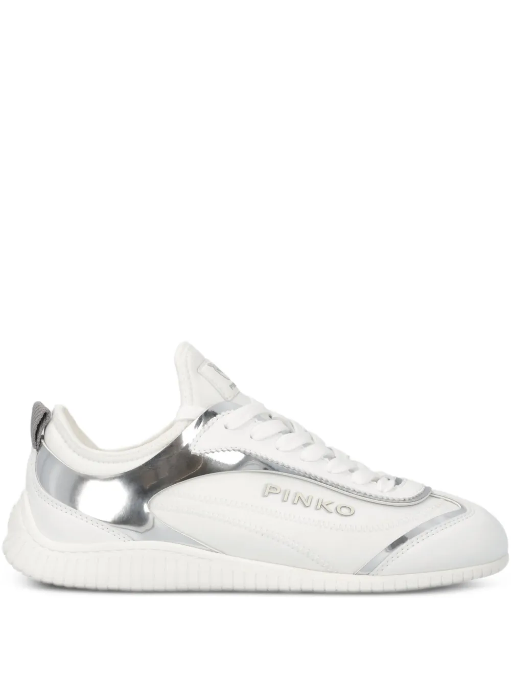 Pinko Sneakers With Mirror-finish Inserts And Love Birds Logo In White