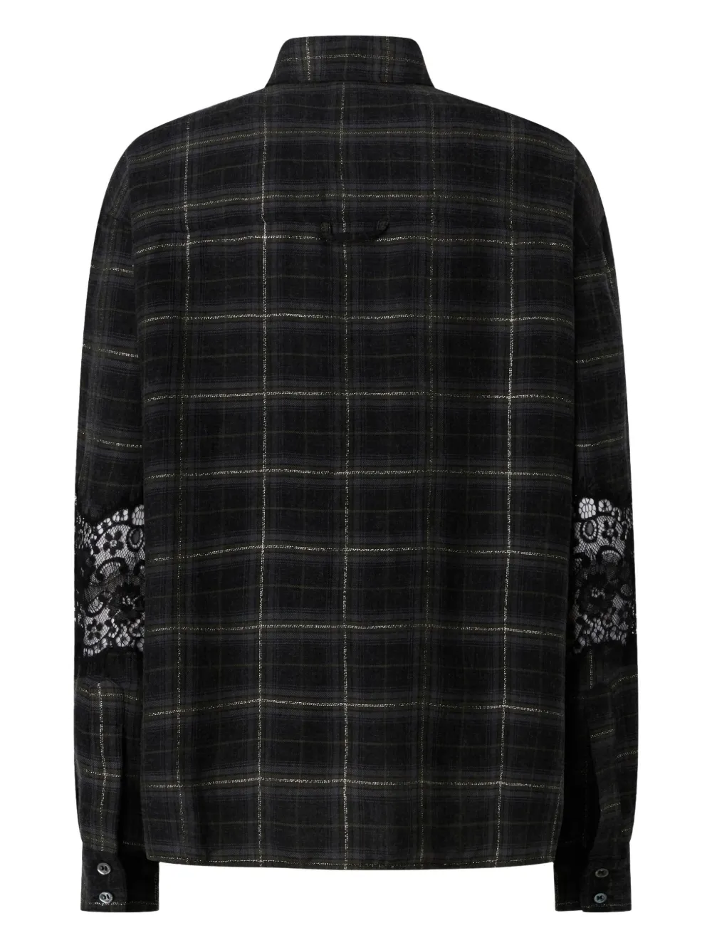 PINKO Geruite blouse met kant - Zwart