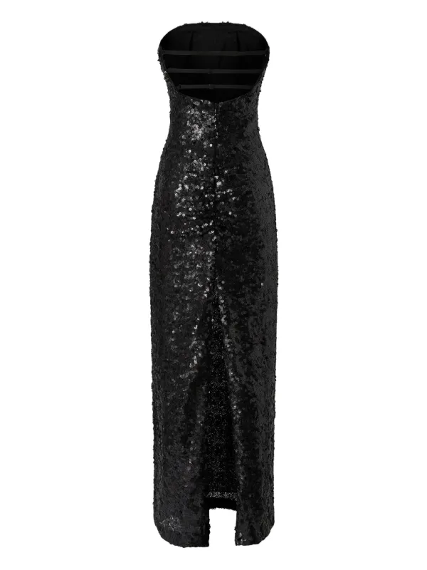 chinese dress ladies Black Strapless Sequin Maxi Dress