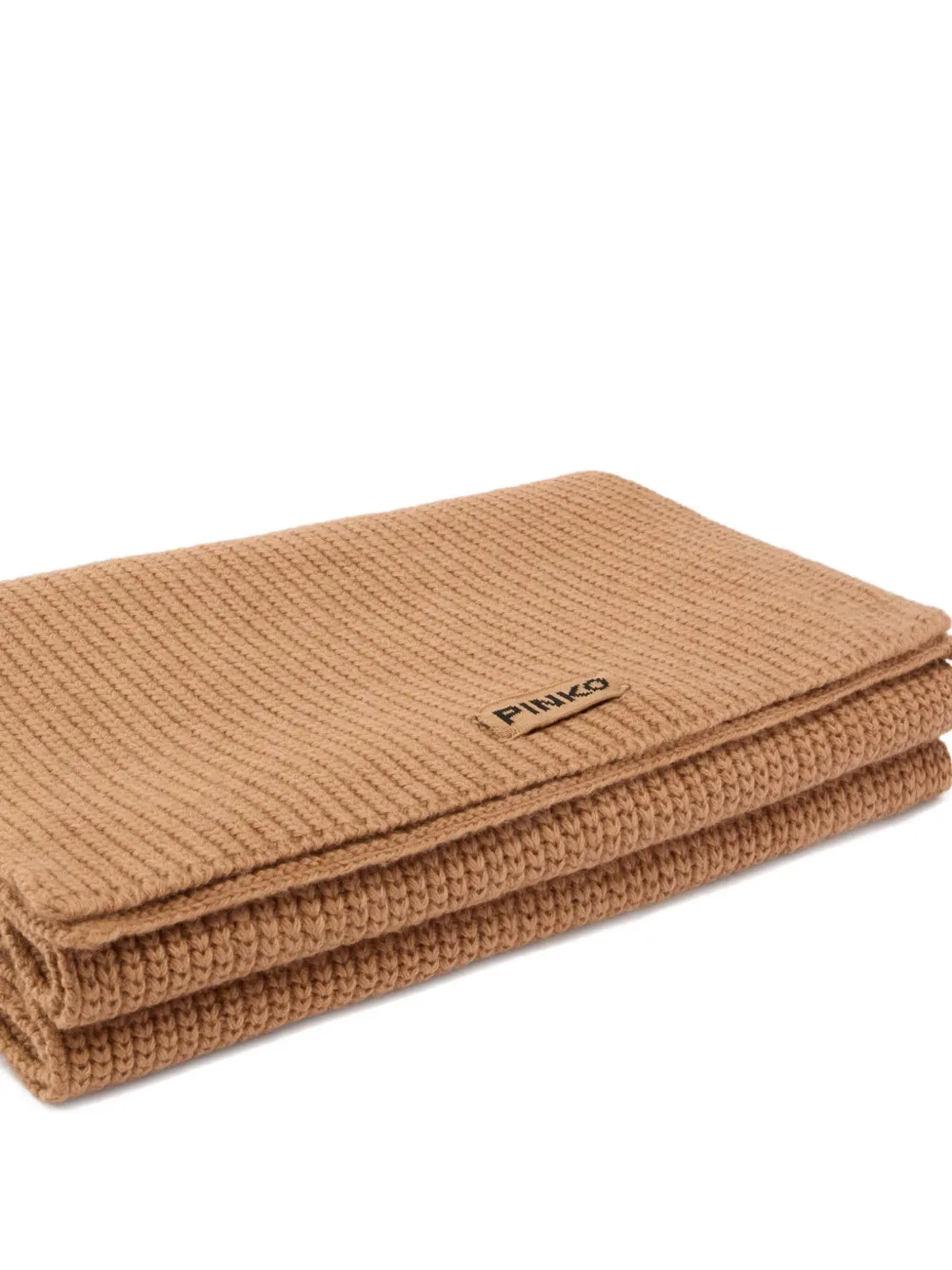 Pinko Slovenia Ribbed Label Scarf In Brown