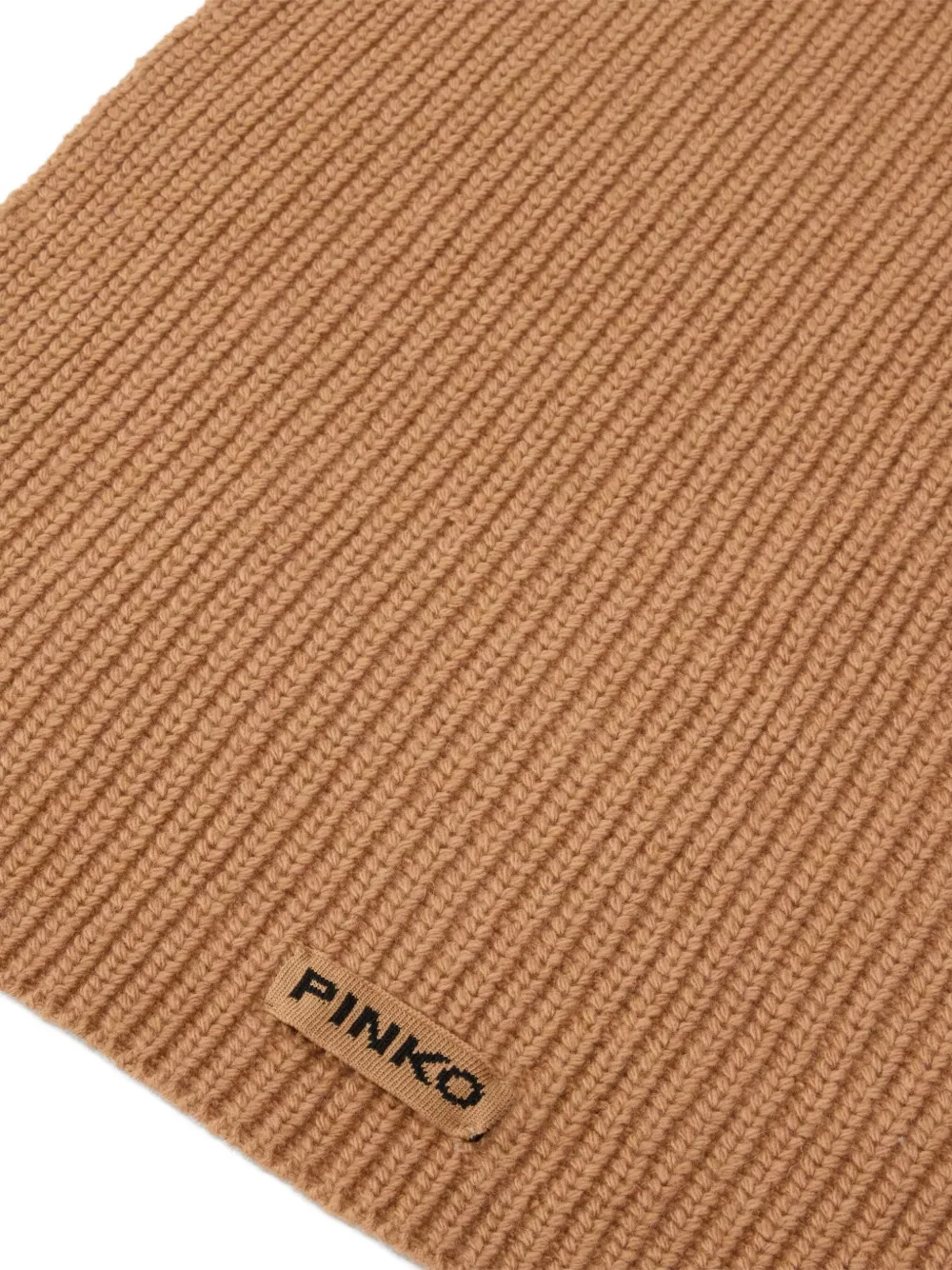 Pinko Slovenia Ribbed Label Scarf In Brown