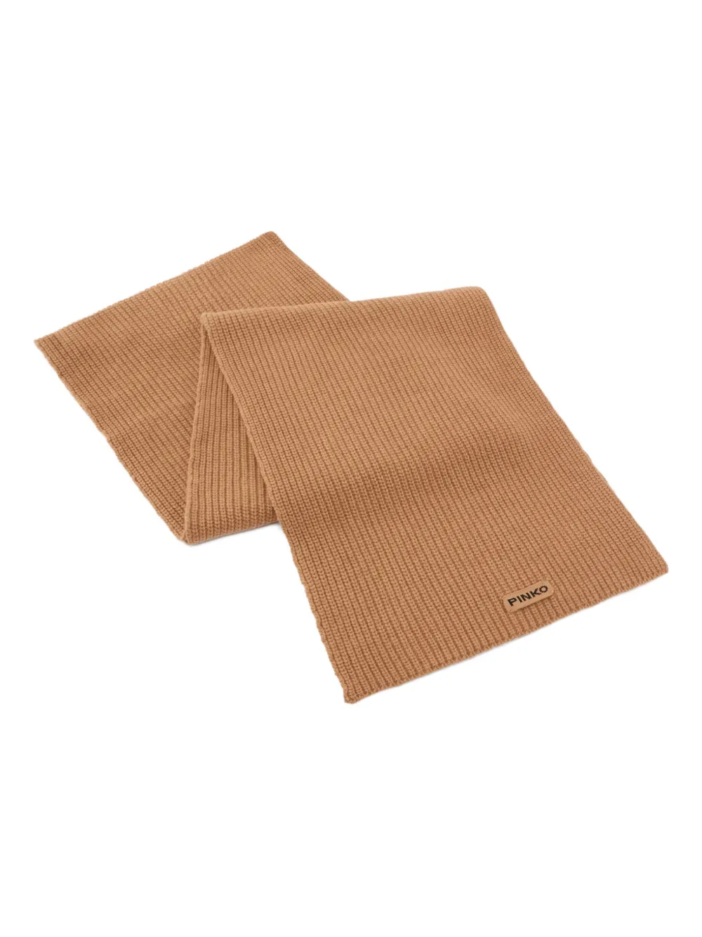 Pinko Slovenia Ribbed Label Scarf In Brown