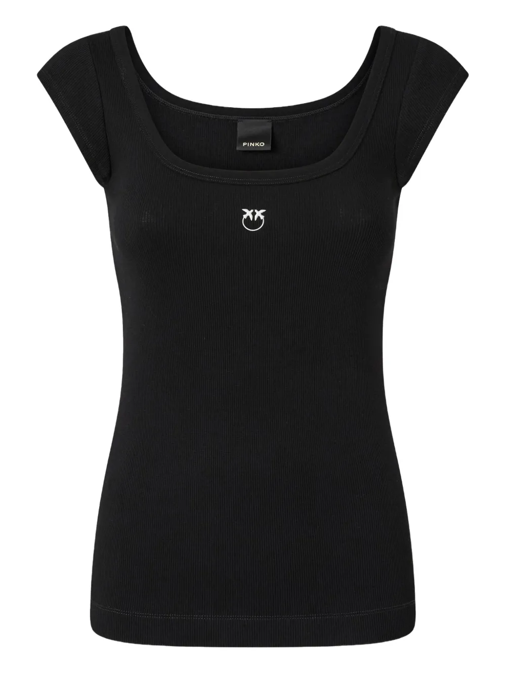 PINKO ribbed square-neck T-shirt Zwart