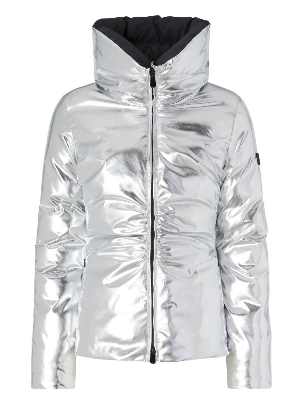 Pinko Metallic High-neck Jacket In Silver