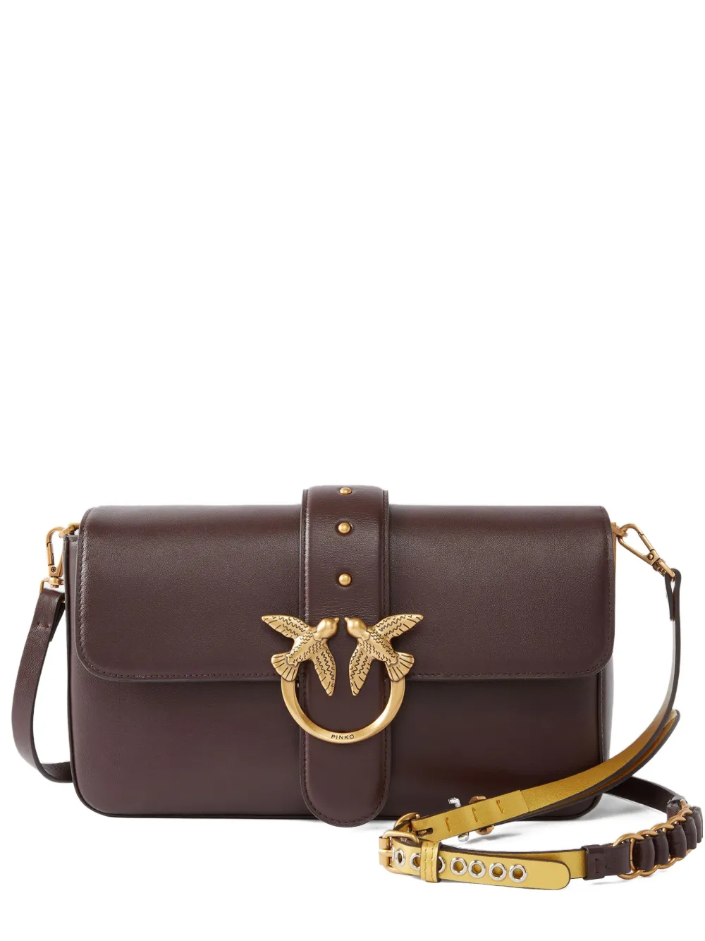 Pinko Love Bag One Slouchy Medium Handbag In Leather With Two Straps In Brown