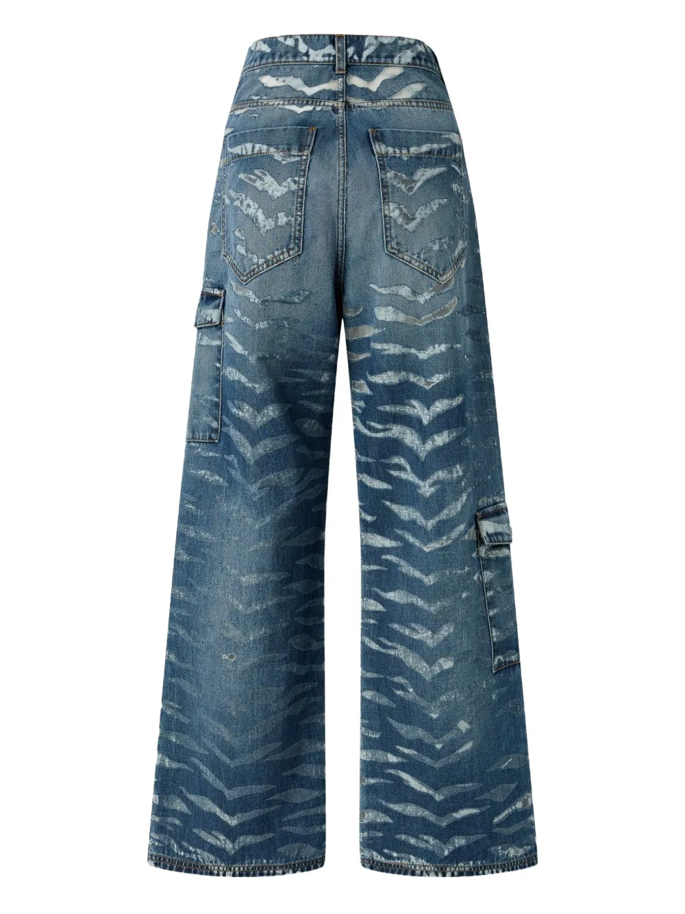 Pinko Wide-leg Zebra-print Jeans In Multi