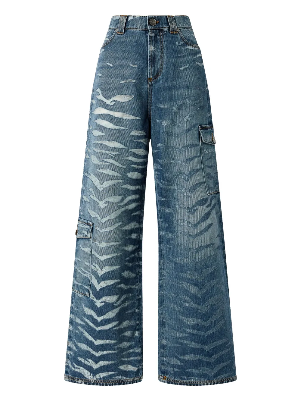 Pinko Wide-leg Zebra-print Jeans In Multi