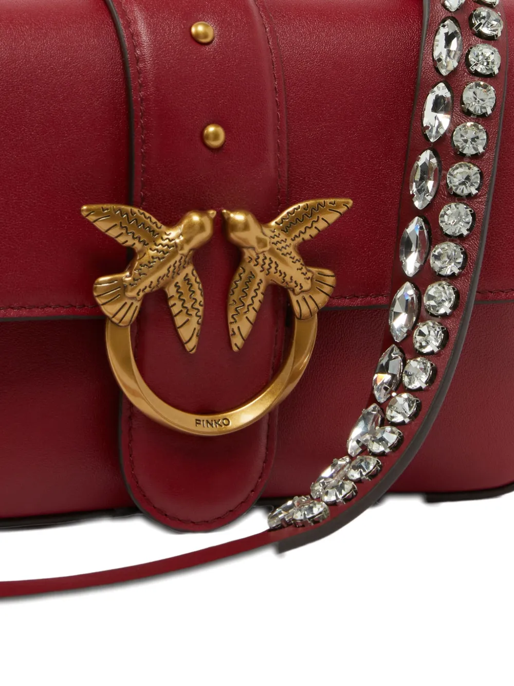 Pinko Mini Love Bag Slouchy Shoulder Bag In Leather With Two Straps In Red