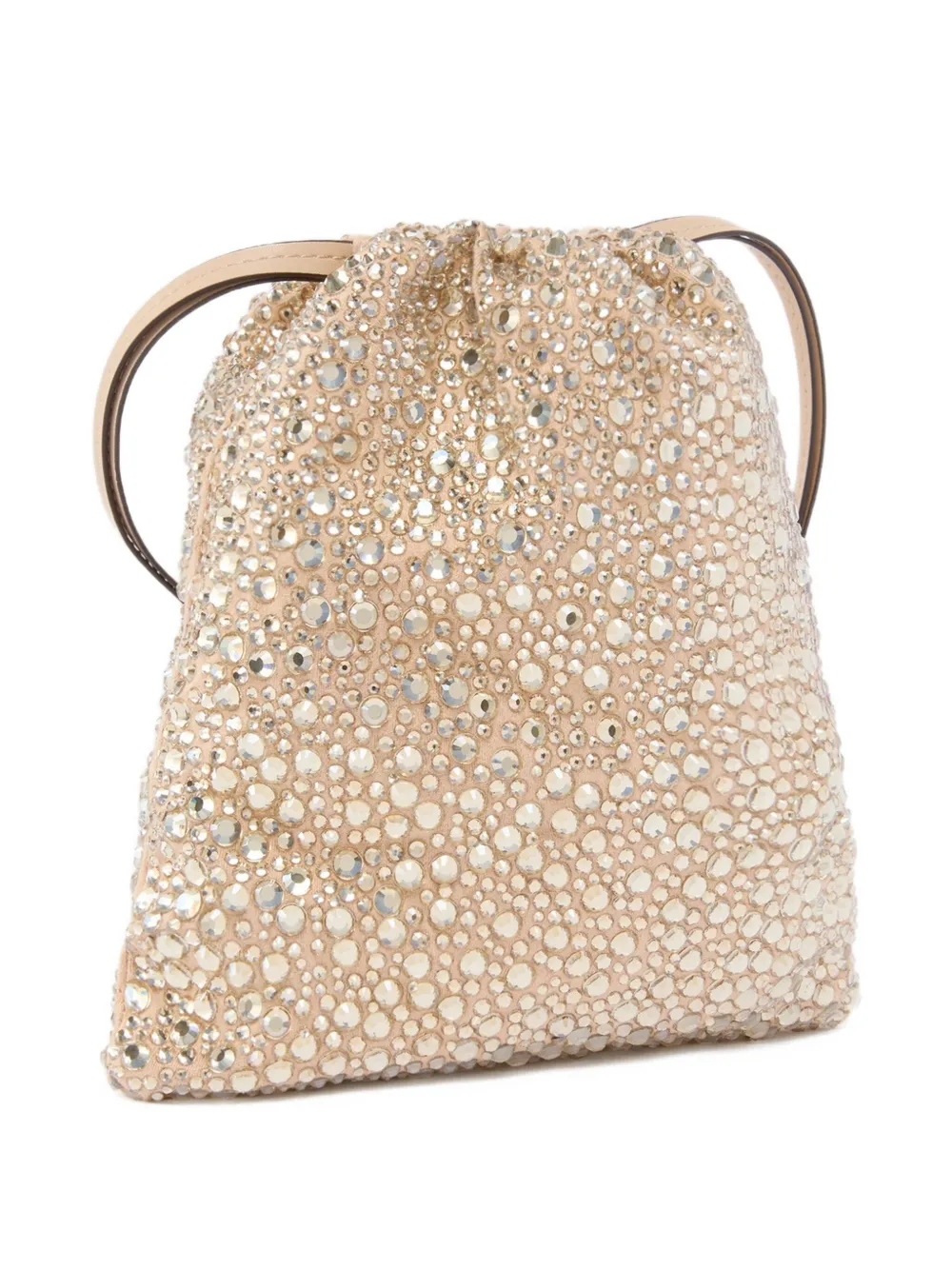 PINKO Clutch verfraaid met kristallen en trekkoord - Beige