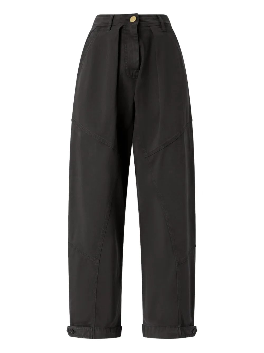 Pinko Brushed Cotton Balloon Trousers In Brown