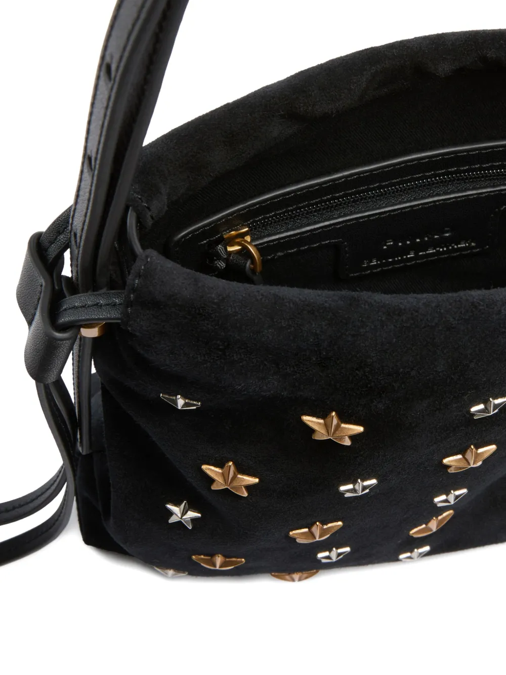 Pinko Star-embellished Suede Shoulder Bag In Black