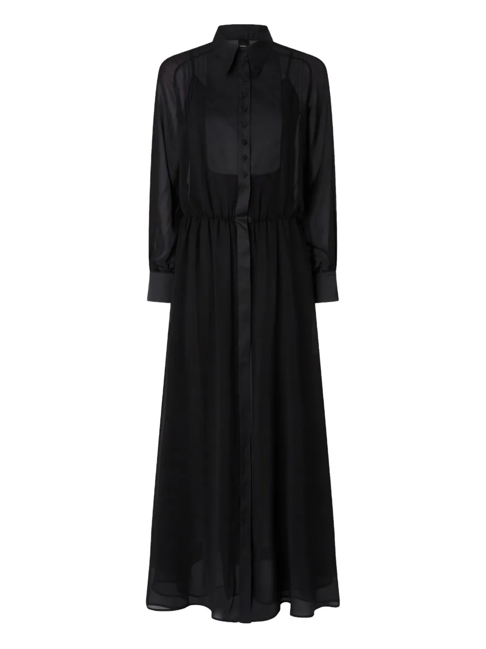 Pinko Sheer-panel Midi Dress In Black