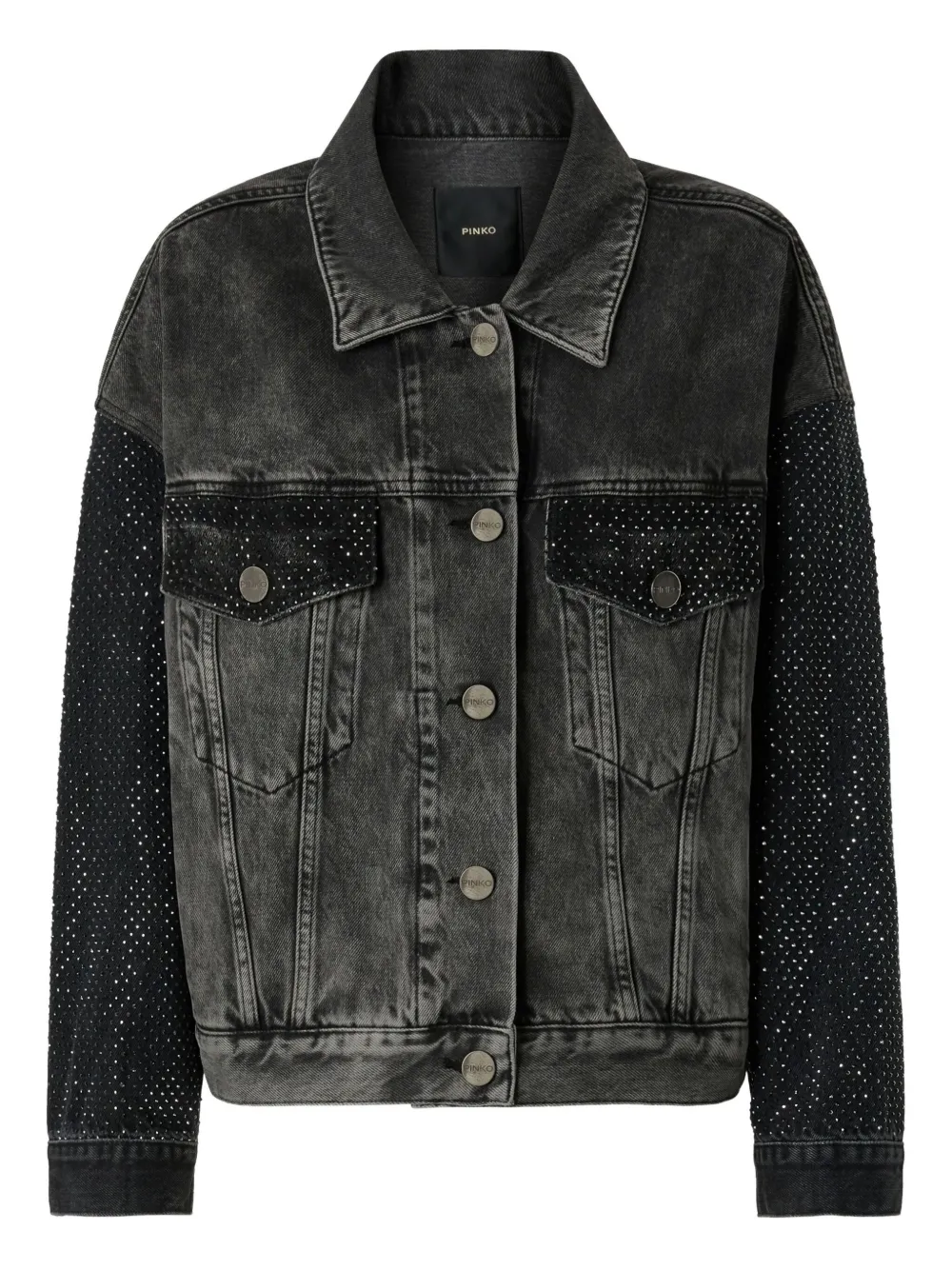 PINKO Denim jack verfraaid met stonewashed effect Zwart